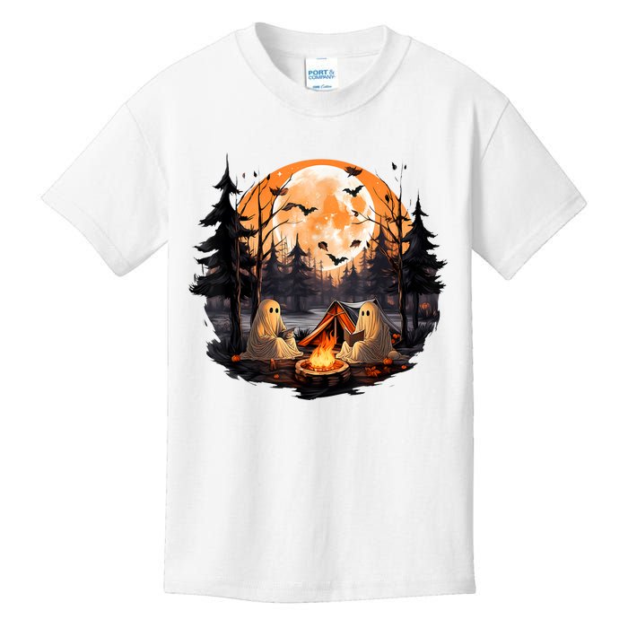 Halloween Ghost Book Reading Camping Halloween Pumpkin Kids T-Shirt