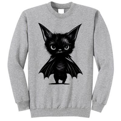 Halloween: Grumpy Black Kitten In Bat Costume Tall Sweatshirt