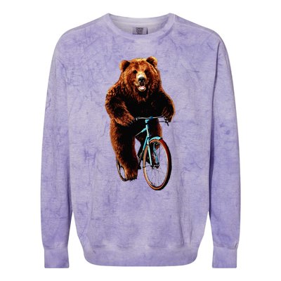 Happy Grizzly Bear Cycling Mountain Bike Bicycle Colorblast Crewneck Sweatshirt