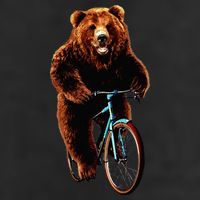 Happy Grizzly Bear Cycling Mountain Bike Bicycle 7 Panel Mesh Trucker Snapback Hat