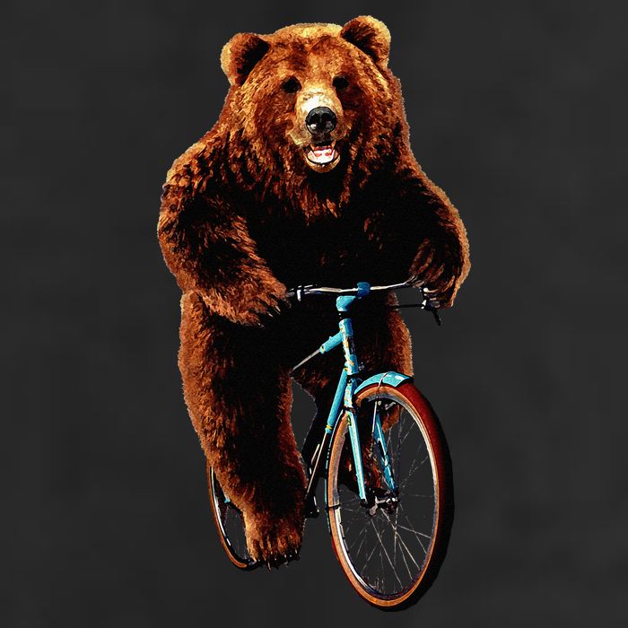 Happy Grizzly Bear Cycling Mountain Bike Bicycle 7 Panel Mesh Trucker Snapback Hat
