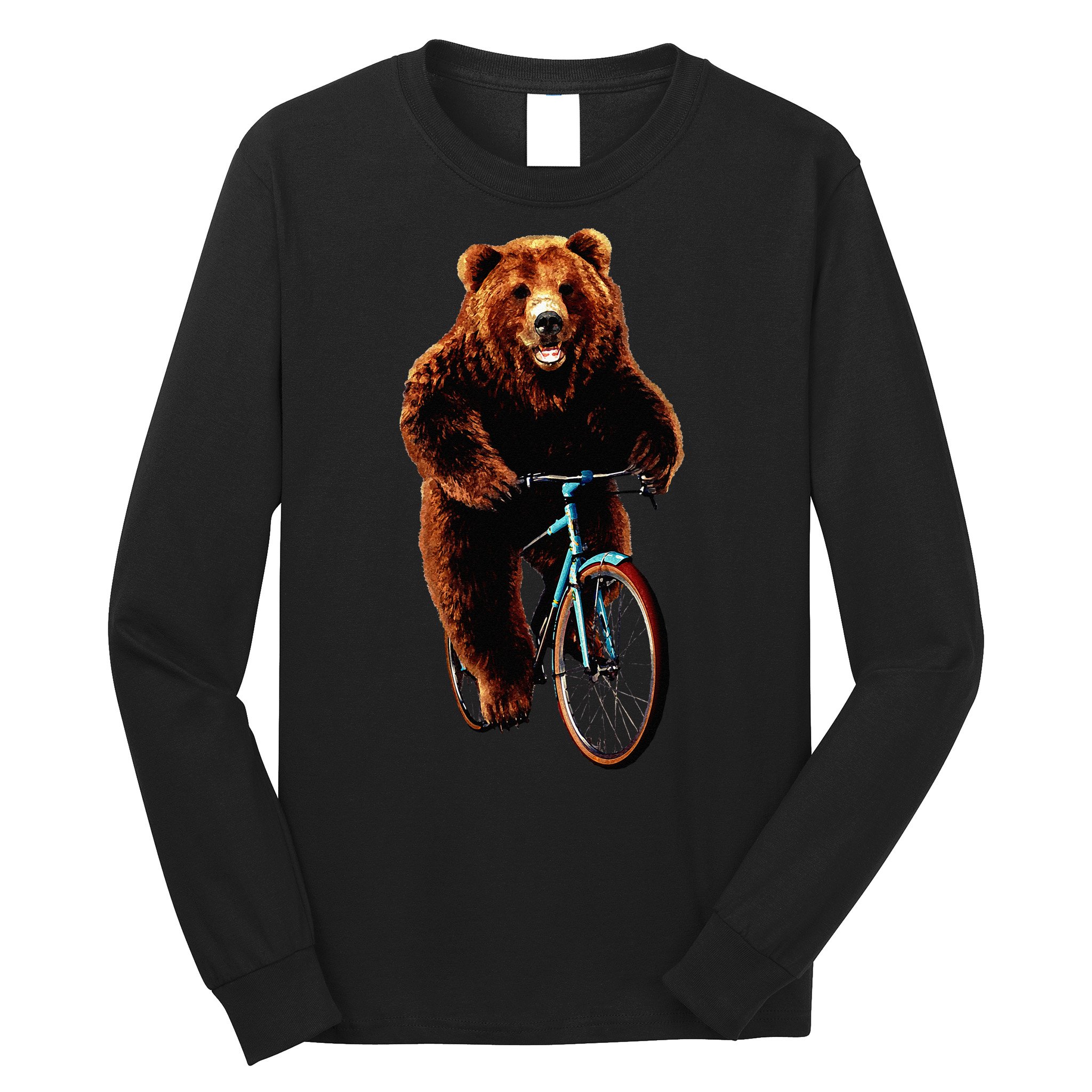 Happy Grizzly Bear Cycling Mountain Bike Bicycle Long Sleeve Shirt