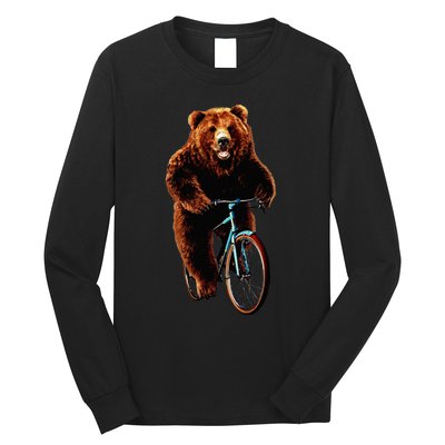 Happy Grizzly Bear Cycling Mountain Bike Bicycle Long Sleeve Shirt