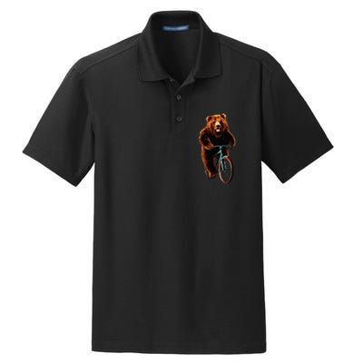 Happy Grizzly Bear Cycling Mountain Bike Bicycle Dry Zone Grid Polo