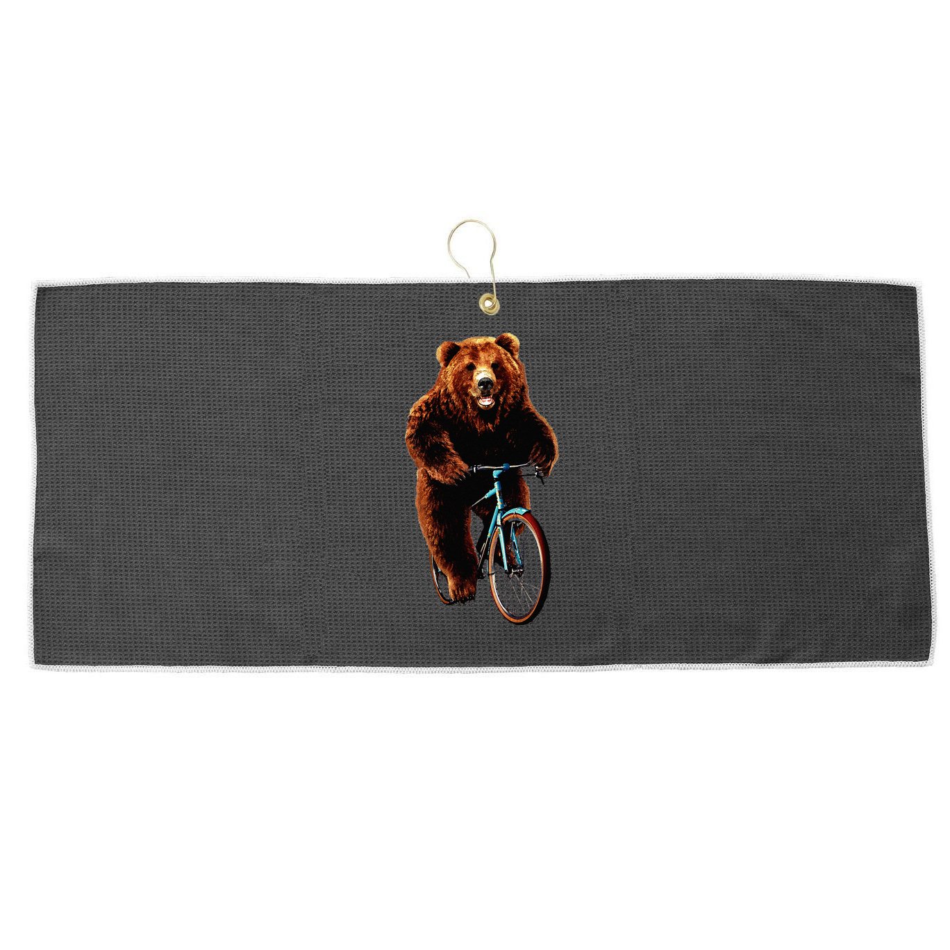 Happy Grizzly Bear Cycling Mountain Bike Bicycle Large Microfiber Waffle Golf Towel