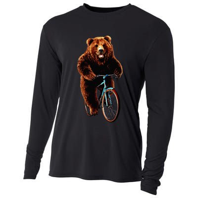 Happy Grizzly Bear Cycling Mountain Bike Bicycle Cooling Performance Long Sleeve Crew