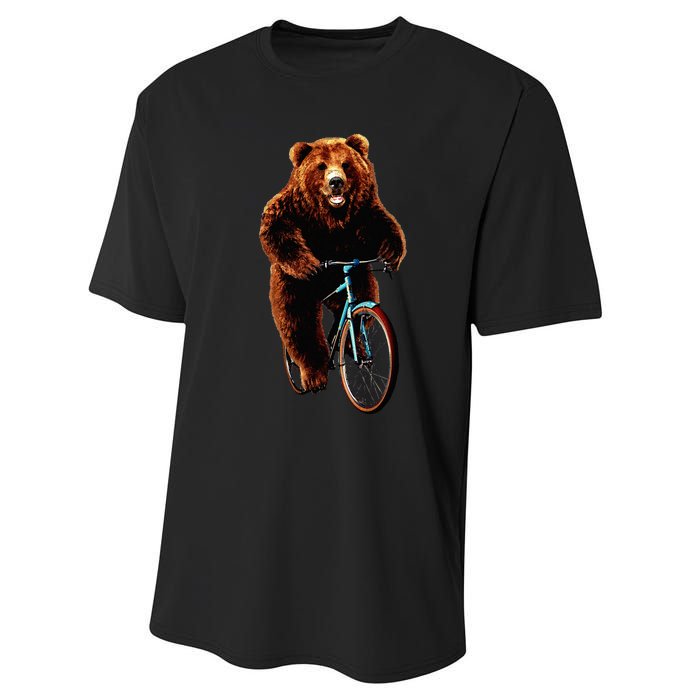 Happy Grizzly Bear Cycling Mountain Bike Bicycle Performance Sprint T-Shirt