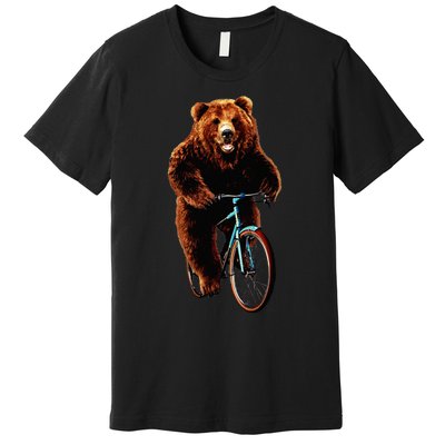 Happy Grizzly Bear Cycling Mountain Bike Bicycle Premium T-Shirt