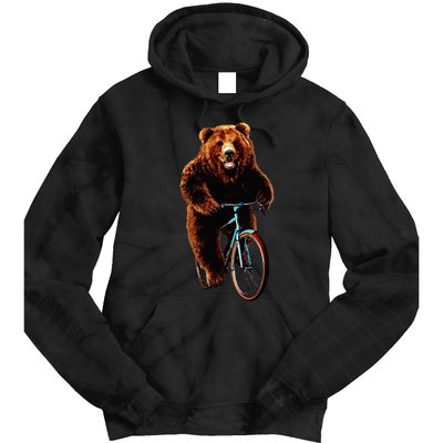 Happy Grizzly Bear Cycling Mountain Bike Bicycle Tie Dye Hoodie