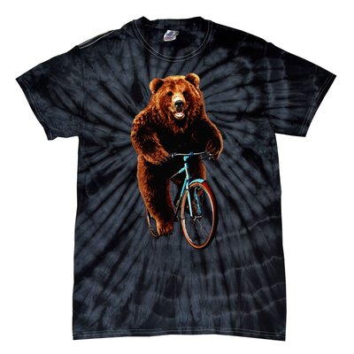 Happy Grizzly Bear Cycling Mountain Bike Bicycle Tie-Dye T-Shirt