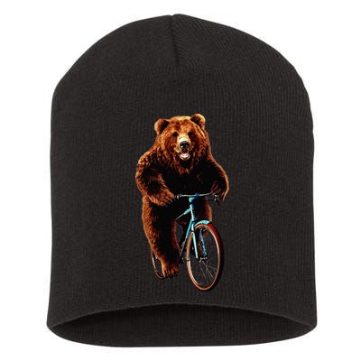 Happy Grizzly Bear Cycling Mountain Bike Bicycle Short Acrylic Beanie
