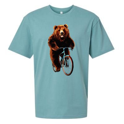 Happy Grizzly Bear Cycling Mountain Bike Bicycle Sueded Cloud Jersey T-Shirt