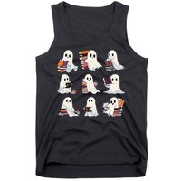 Halloween Ghostly Bookworm Teacher Tank Top