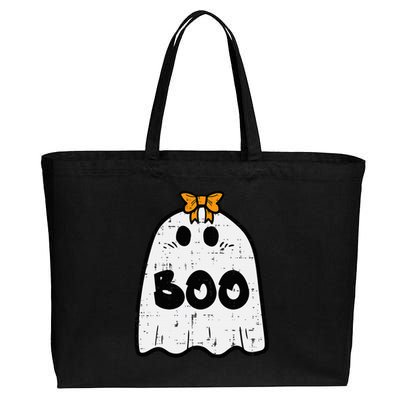 Halloween Ghost Boo Costume Cotton Canvas Jumbo Tote