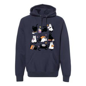 Halloween Ghost Black Cat Reading Book Costume Premium Hoodie