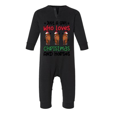 Horse Girl Christmas Horse Owner Horse Lover Xmas Party Gift Infant Fleece One Piece