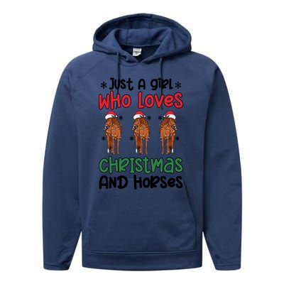 Horse Girl Christmas Horse Owner Horse Lover Xmas Party Gift Performance Fleece Hoodie