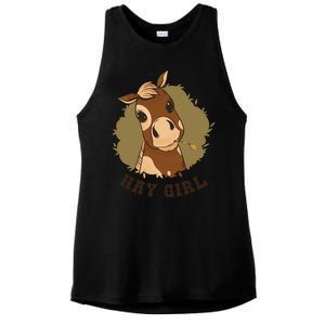 Hay Girl Cute Horse Ladies PosiCharge Tri-Blend Wicking Tank