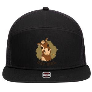 Hay Girl Cute Horse 7 Panel Mesh Trucker Snapback Hat