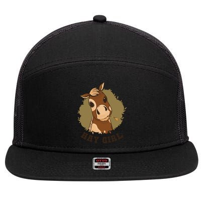 Hay Girl Cute Horse 7 Panel Mesh Trucker Snapback Hat