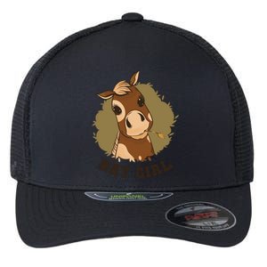 Hay Girl Cute Horse Flexfit Unipanel Trucker Cap