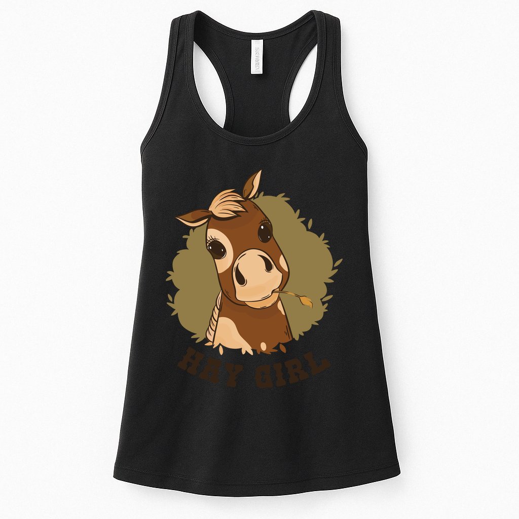 Hay Girl Cute Horse Womens Tank Top