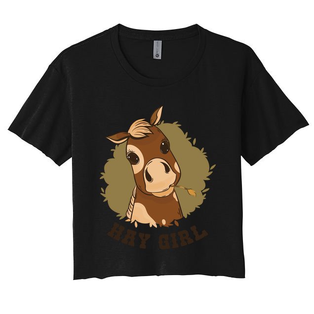 Hay Girl Cute Horse Crop Top