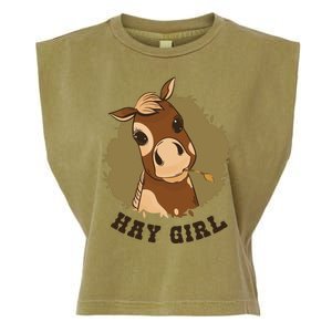 Hay Girl Cute Horse Garment-Dyed Women's Muscle Tee