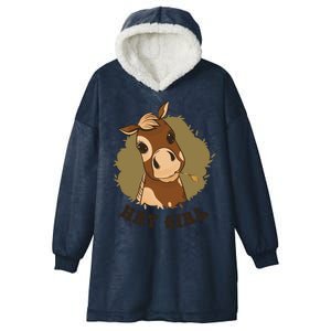 Hay Girl Cute Horse Hooded Wearable Blanket