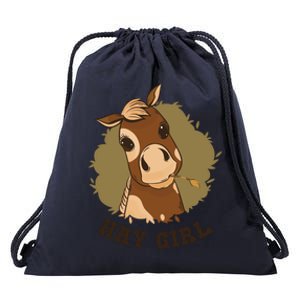 Hay Girl Cute Horse Drawstring Bag