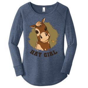 Hay Girl Cute Horse Women's Perfect Tri Tunic Long Sleeve Shirt