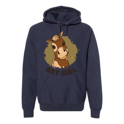 Hay Girl Cute Horse Premium Hoodie