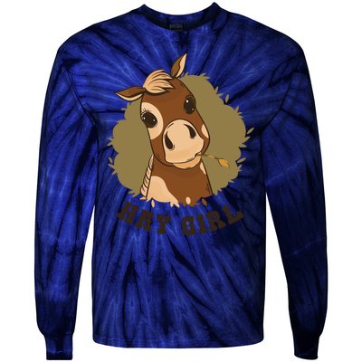 Hay Girl Cute Horse Tie-Dye Long Sleeve Shirt