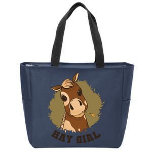 Hay Girl Cute Horse Zip Tote Bag