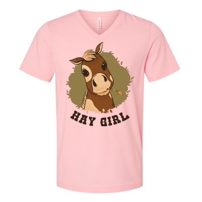 Hay Girl Cute Horse V-Neck T-Shirt