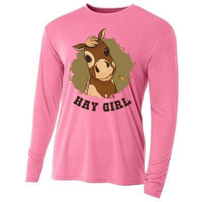 Hay Girl Cute Horse Cooling Performance Long Sleeve Crew