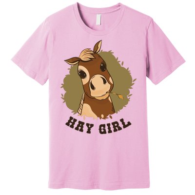 Hay Girl Cute Horse Premium T-Shirt