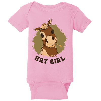 Hay Girl Cute Horse Baby Bodysuit