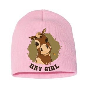 Hay Girl Cute Horse Short Acrylic Beanie