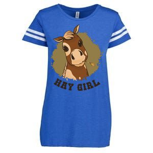 Hay Girl Cute Horse Enza Ladies Jersey Football T-Shirt