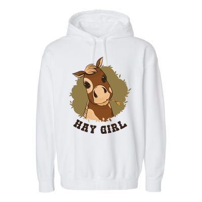 Hay Girl Cute Horse Garment-Dyed Fleece Hoodie