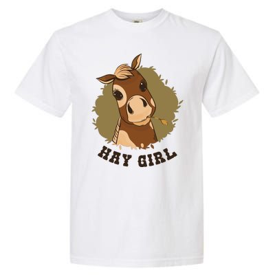 Hay Girl Cute Horse Garment-Dyed Heavyweight T-Shirt