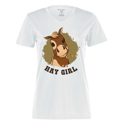 Hay Girl Cute Horse Women's Momentum V-Neck T-Shirt