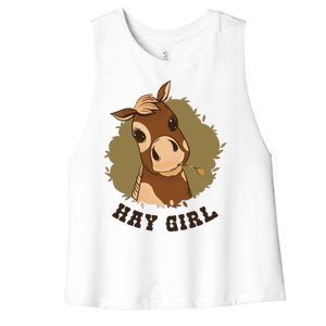 Hay Girl Cute Horse Women's Racerback Cropped Tank