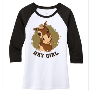 Hay Girl Cute Horse Women's Tri-Blend 3/4-Sleeve Raglan Shirt