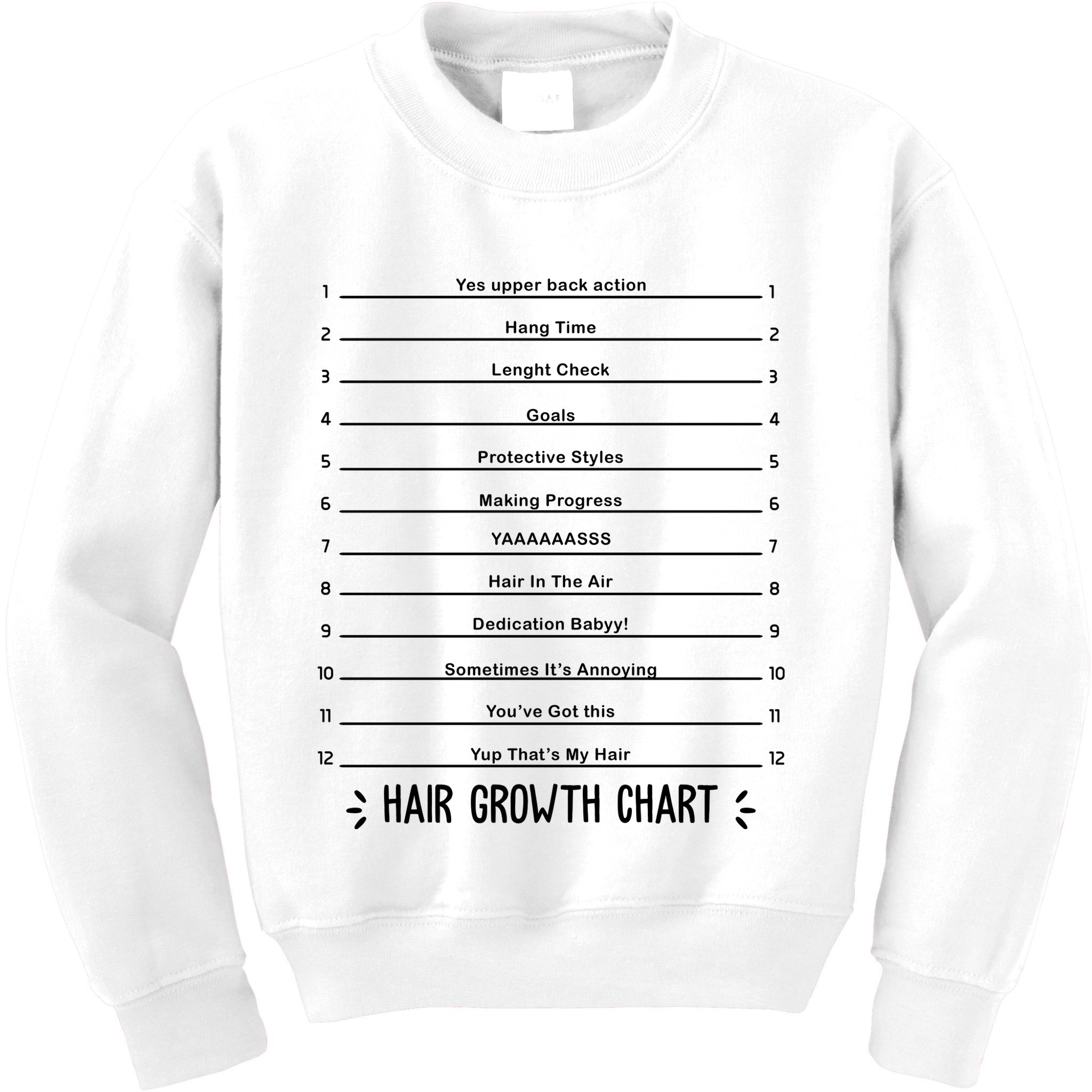 Hair Growth Chart Kids Sweatshirt