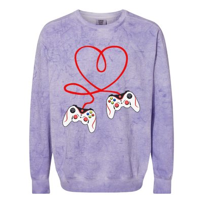 Heart Game Controllers Video Gamers Gaming Valentine's Day Colorblast Crewneck Sweatshirt