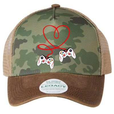 Heart Game Controllers Video Gamers Gaming Valentine's Day Legacy Tie Dye Trucker Hat