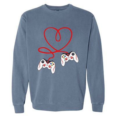 Heart Game Controllers Video Gamers Gaming Valentine's Day Garment-Dyed Sweatshirt