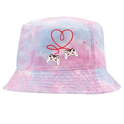 Heart Game Controllers Video Gamers Gaming Valentine's Day Tie-Dyed Bucket Hat